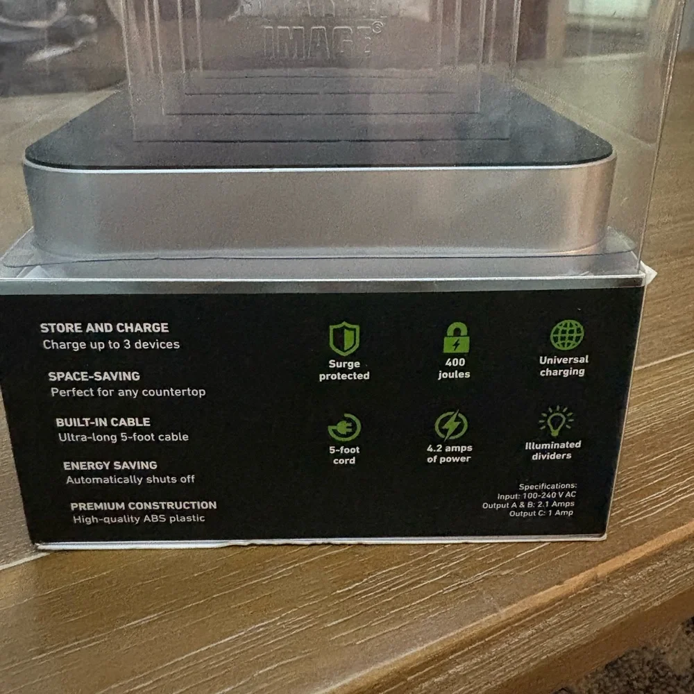 Sharper Image Silver and Black Universal Charging Dock